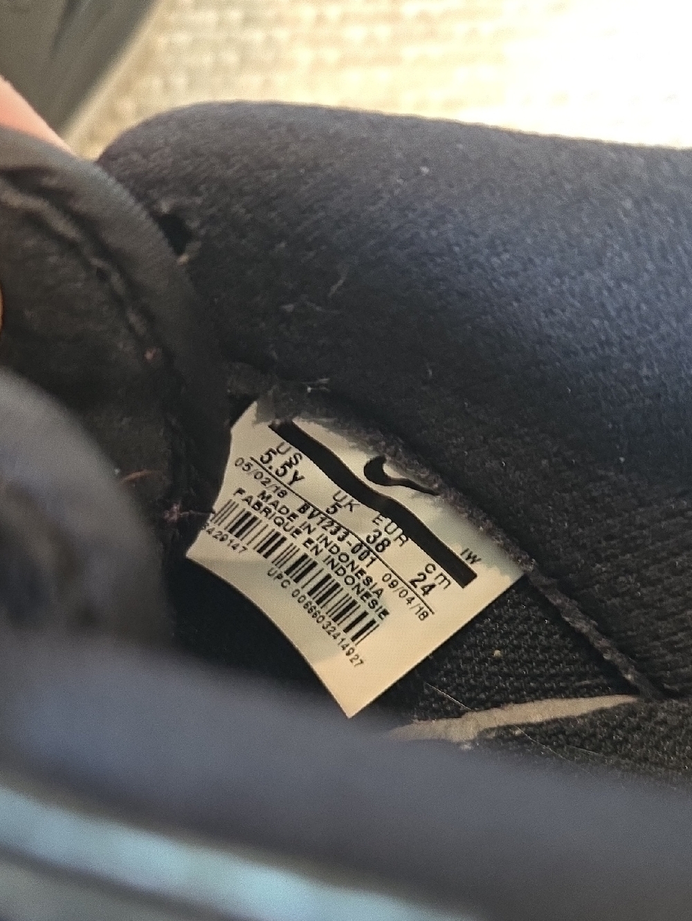 Nike Air Force 1 Black Corduroy 5.5Y - Picture 7 of 7